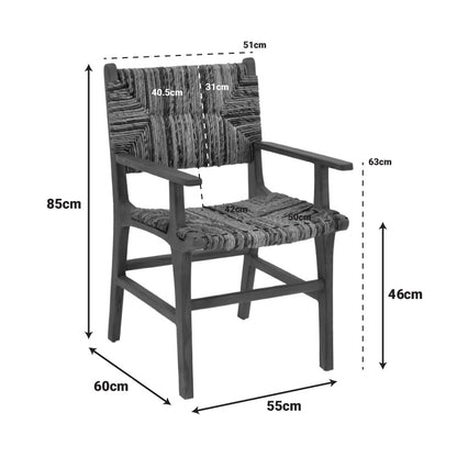 Armchair Refane natural teak wood-straw 55x60x85cm