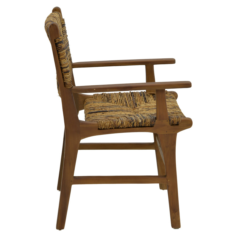 Armchair Refane natural teak wood-straw 55x60x85cm