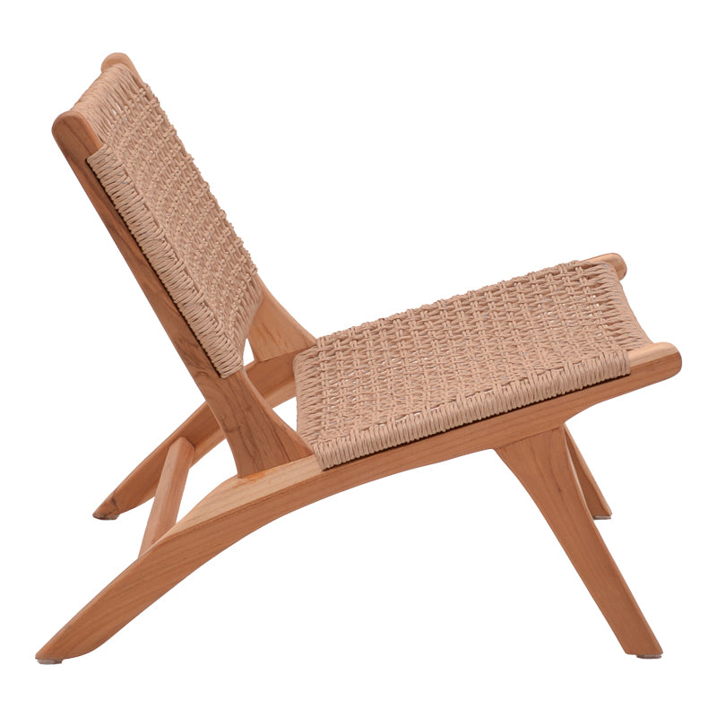 Beatrice armchair teak wood skeleton and pe rope in natural color 65x78x68cm