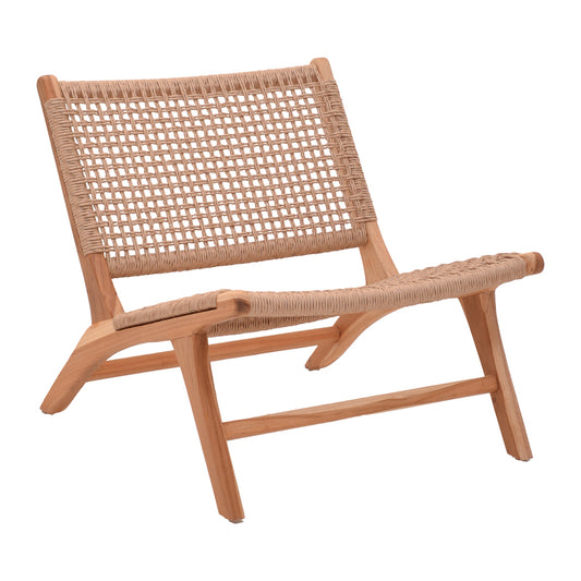 Beatrice armchair pakoworld teak wood skeleton and rope in natural color 65x78x68cm
