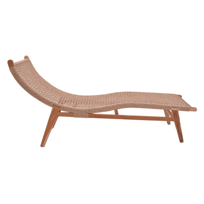 Deckchair Rebelise pakoworld natural color teak wood and rope in natural color 60x180x85cm