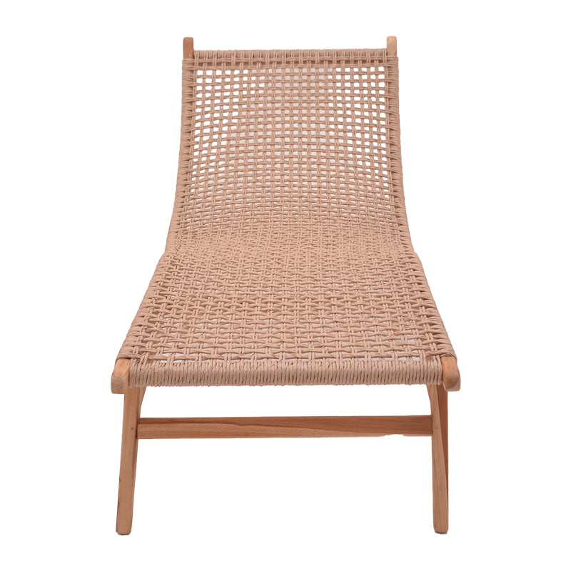 Deckchair Rebelise pakoworld natural color teak wood and rope in natural color 60x180x85cm