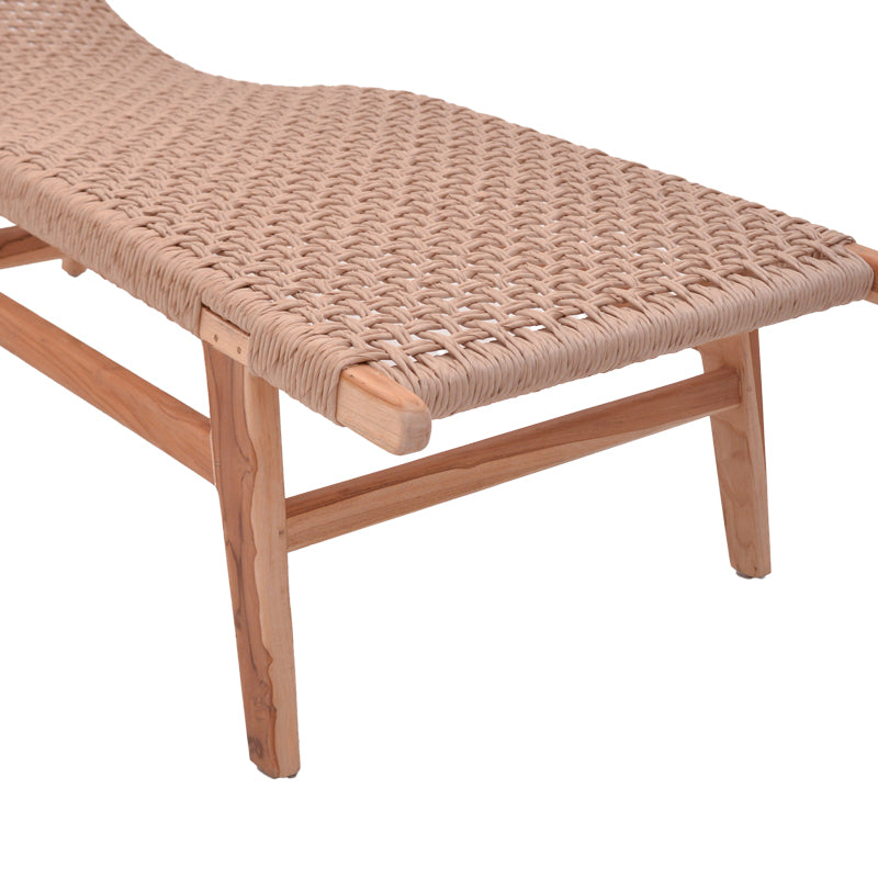 Deckchair Rebelise pakoworld natural color teak wood and rope in natural color 60x180x85cm