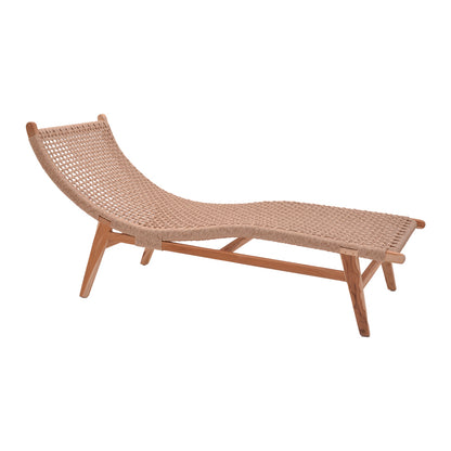 Deckchair Rebelise pakoworld natural color teak wood and rope in natural color 60x180x85cm