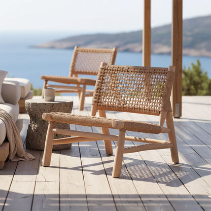 Wanderlene armchair natural color teak wood and rope 67x79x68cm