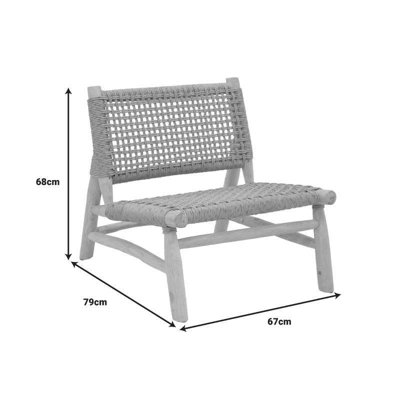 Wanderlene armchair natural color teak wood and rope 67x79x68cm