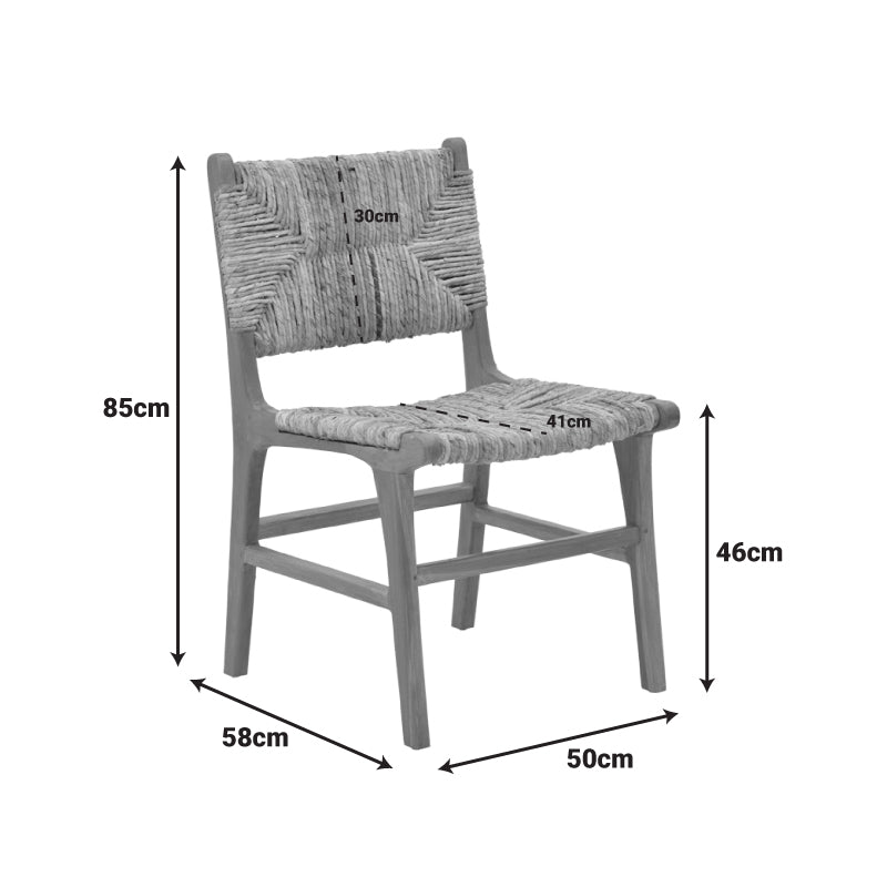 Refane chair natural color teak wood and straw 50x58x85cm