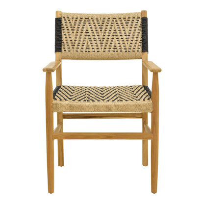 Armchair Fermilo teak wood frame with pe rope in natural-black shade 55x67x86cm