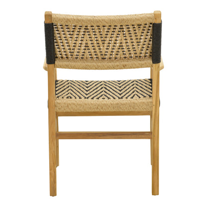 Armchair Fermilo teak wood frame with pe rope in natural-black shade 55x67x86cm
