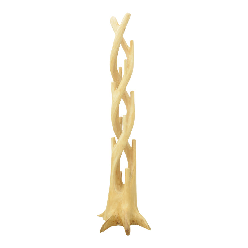 Floor-standing coat rack Gantou suar wood in natural shade 40x40x200cm