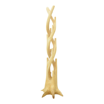 Floor-standing coat rack Gantou suar wood in natural shade 40x40x200cm