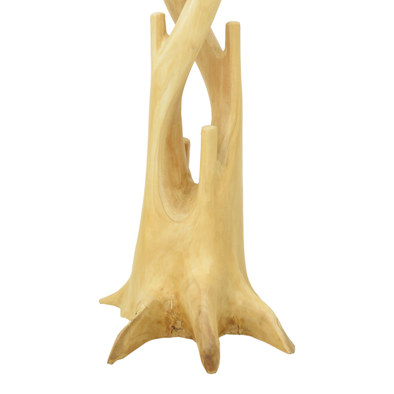 Floor-standing coat rack Gantou suar wood in natural shade 40x40x200cm