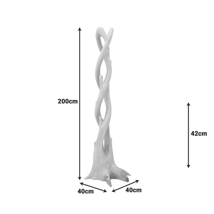 Floor-standing coat rack Gantou suar wood in natural shade 40x40x200cm