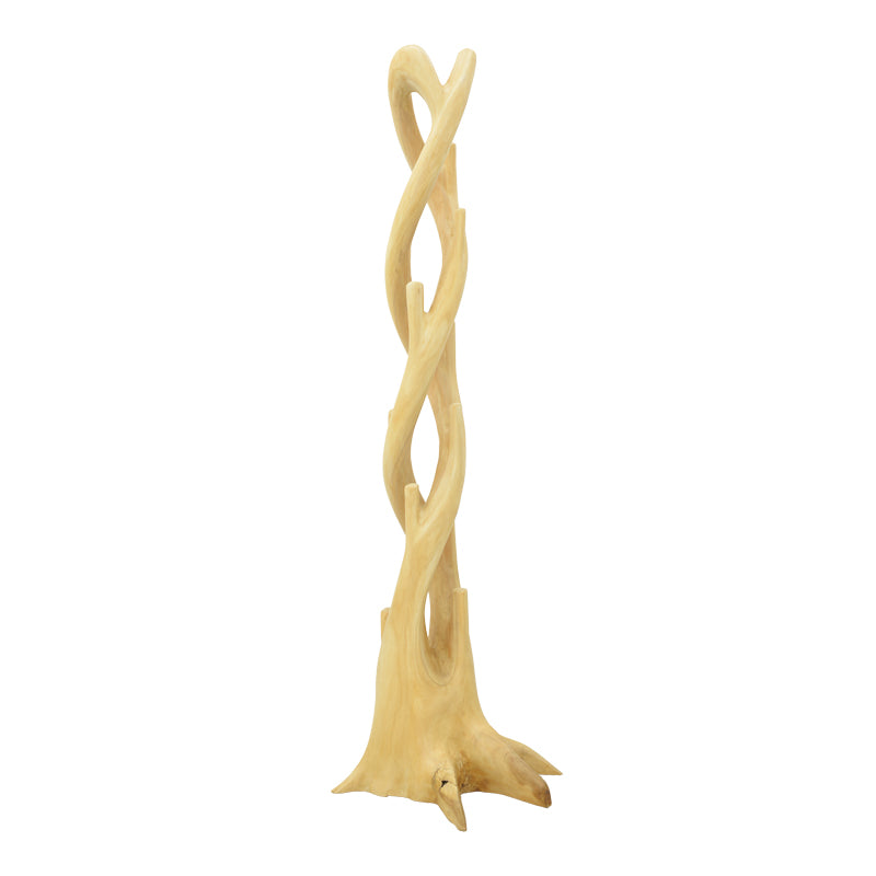 Floor-standing coat rack Gantou suar wood in natural shade 40x40x200cm