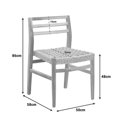 Tuga chair teak wood-pe rope frame in natural shade 50x58x86cm