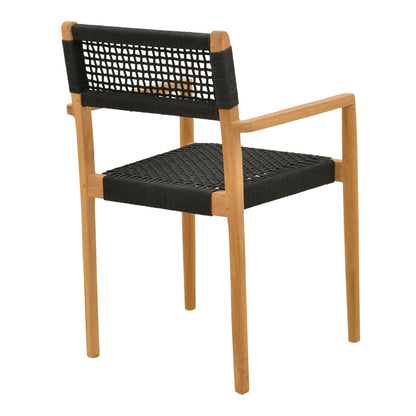 Armchair Lengan teak wood frame in natural shade-black rope 54x52x80cm