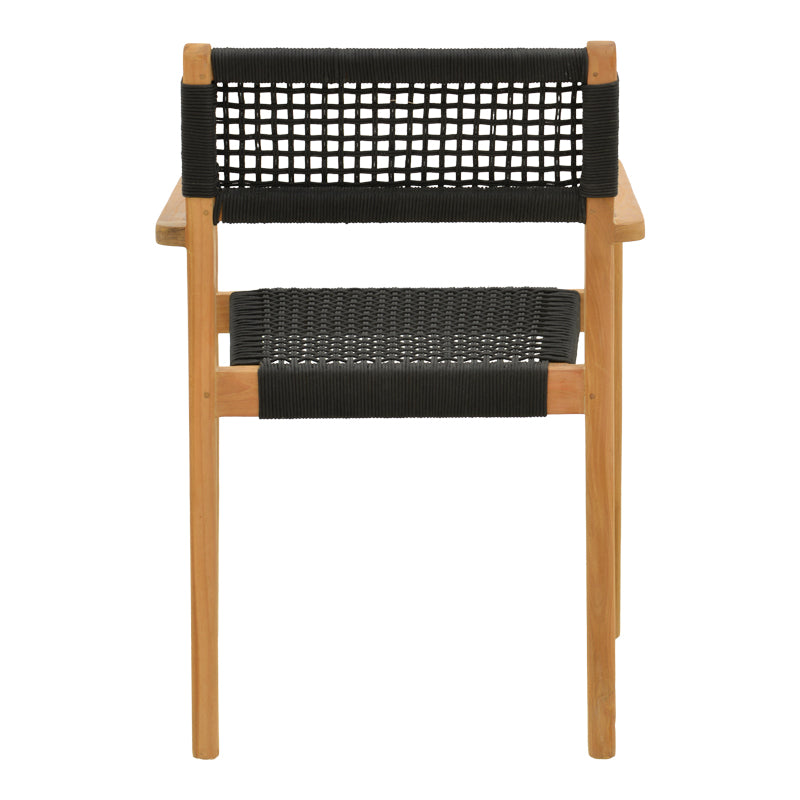 Armchair Lengan teak wood frame in natural shade-black rope 54x52x80cm