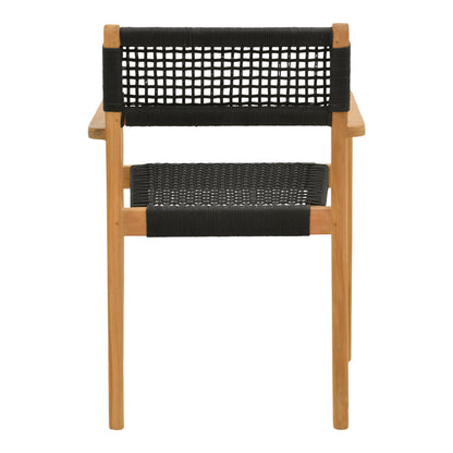 Armchair Lengan teak wood frame in natural shade-black rope 54x52x80cm
