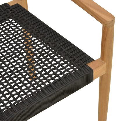 Armchair Lengan teak wood frame in natural shade-black rope 54x52x80cm