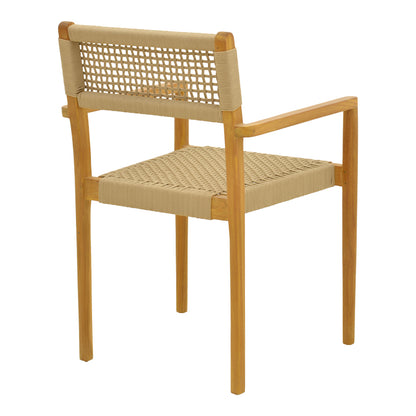 Armchair Lengan teak wood frame in natural shade-beige rope 54x52x80cm