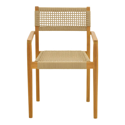 Armchair Lengan teak wood frame in natural shade-beige rope 54x52x80cm