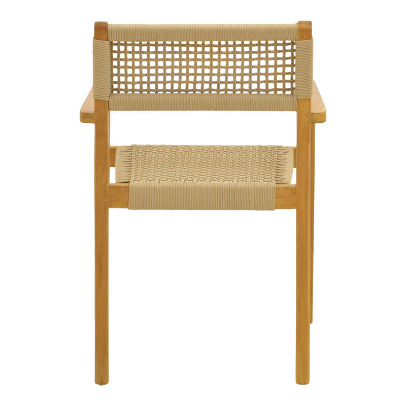 Armchair Lengan teak wood frame in natural shade-beige rope 54x52x80cm