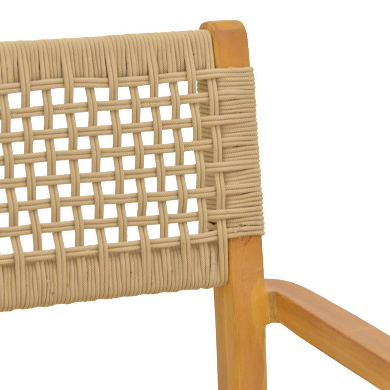 Armchair Lengan teak wood frame in natural shade-beige rope 54x52x80cm