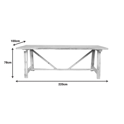 Luxous pakoworld teak wood table in natural shade 220x100x78cm