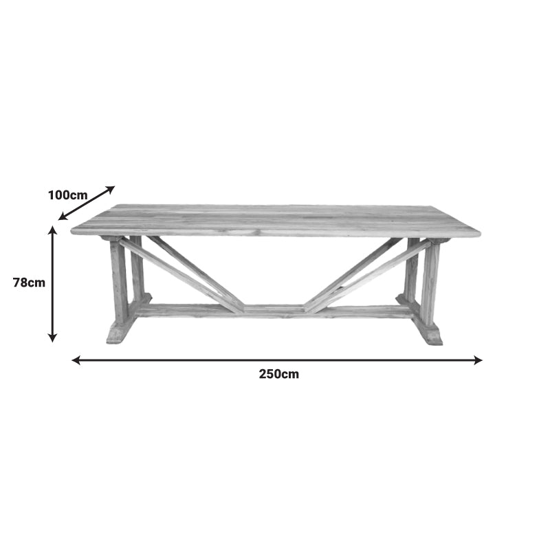 Table Smarious pakoworld teak wood in natural shade 250x100x78cm