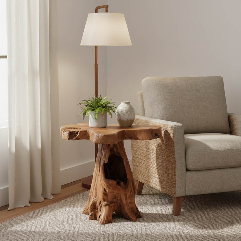 Side table Mushile teak wood in natural shade 30x35x45cm