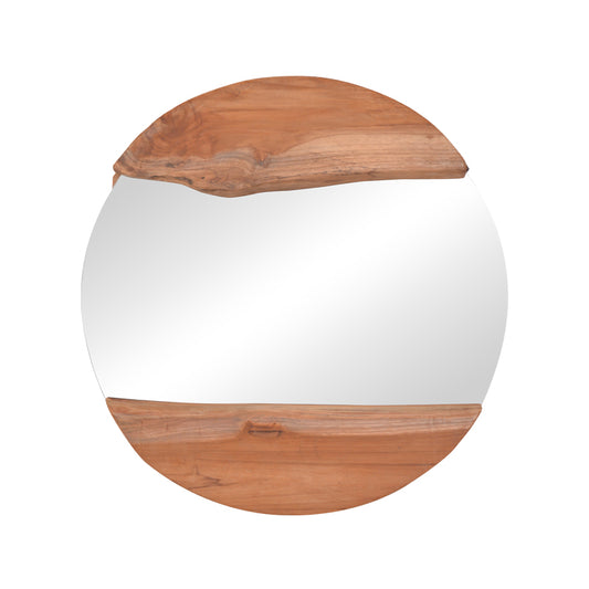 Alkmen mirror pakoworld teak wood in natural shade D60x4cm