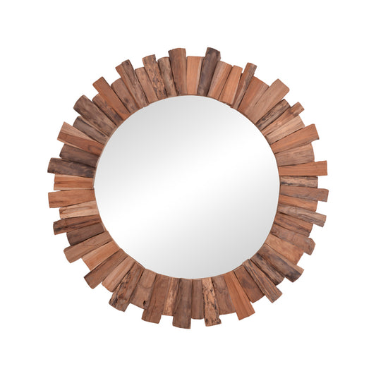 Mirror Rounder pakoworld teak wood in natural color D80x4cm