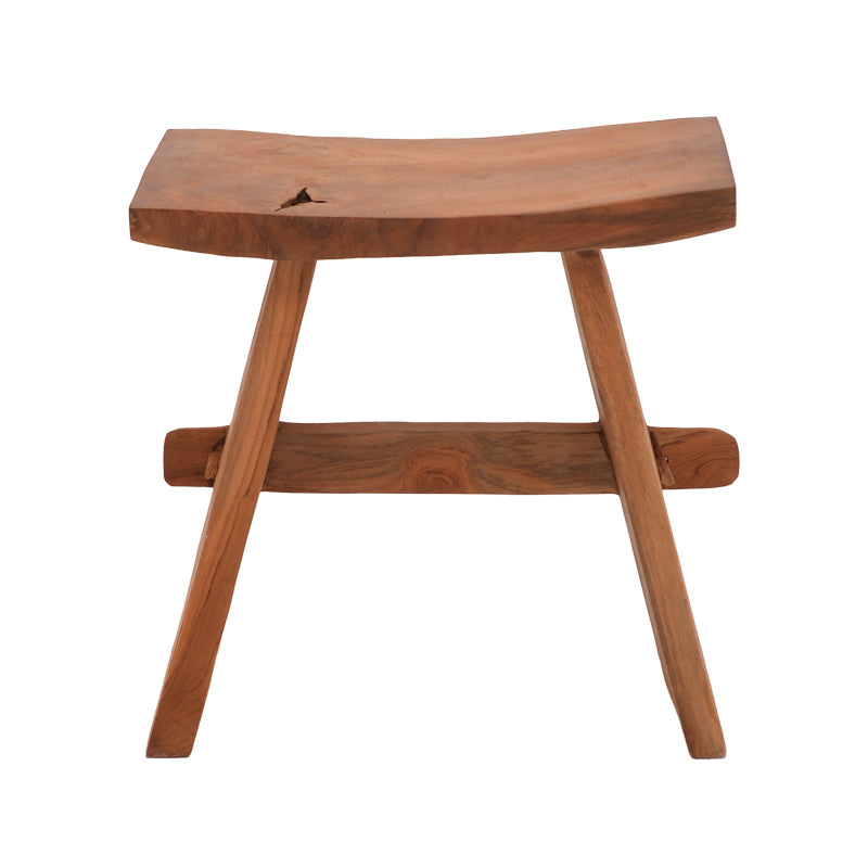 Shogun stool pakoworld teak wood in natural shade 46x28x46cm