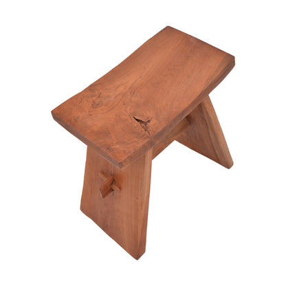 Shogun stool pakoworld teak wood in natural shade 46x28x46cm