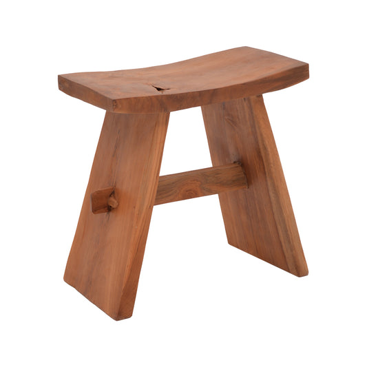 Shogun stool pakoworld teak wood in natural shade 46x28x46cm