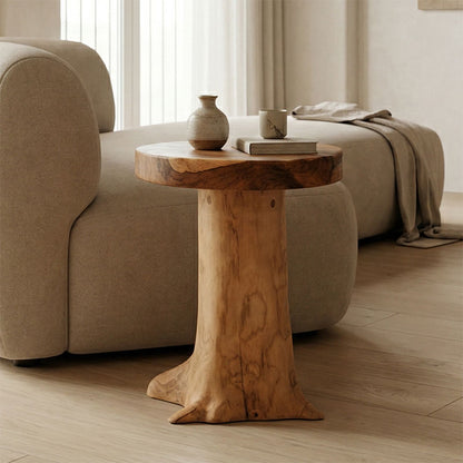 Stool Feranto teak wood in natural color D35x45cm