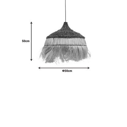 Ceiling lamp Arupade Inart abaca wood in natural-black color D50x50cm