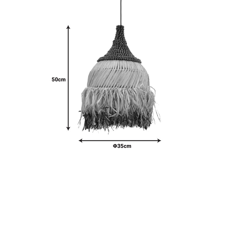 Kentel Inart sisal ceiling lamp in natural-black color D35x50cm