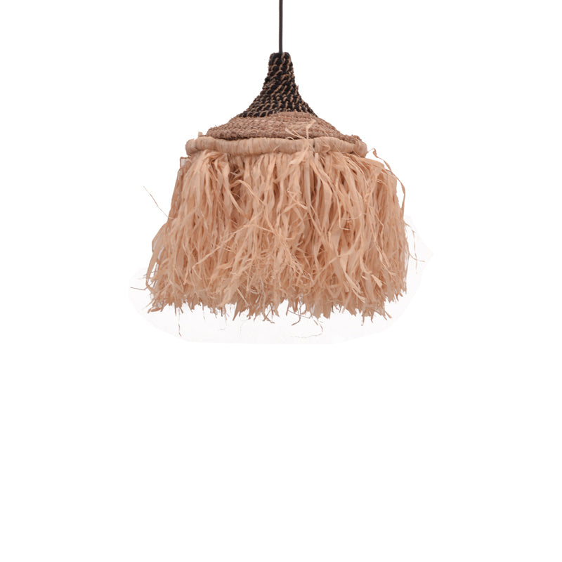 Sermene Inart sisal ceiling lamp in natural-black color D32x45cm