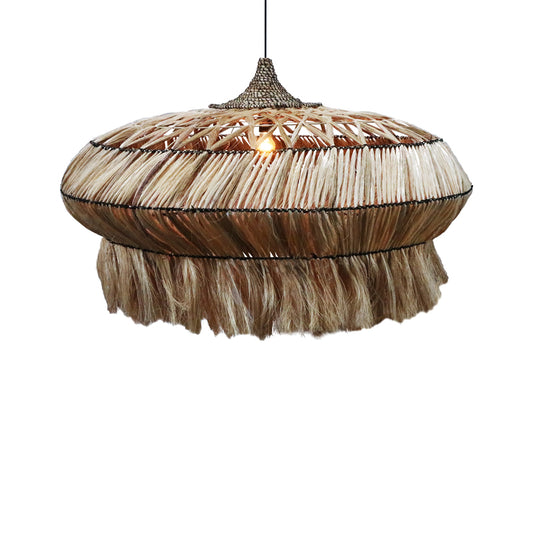 Ceiling lamp Merdone Inart abaca wood in natural color D110x65cm