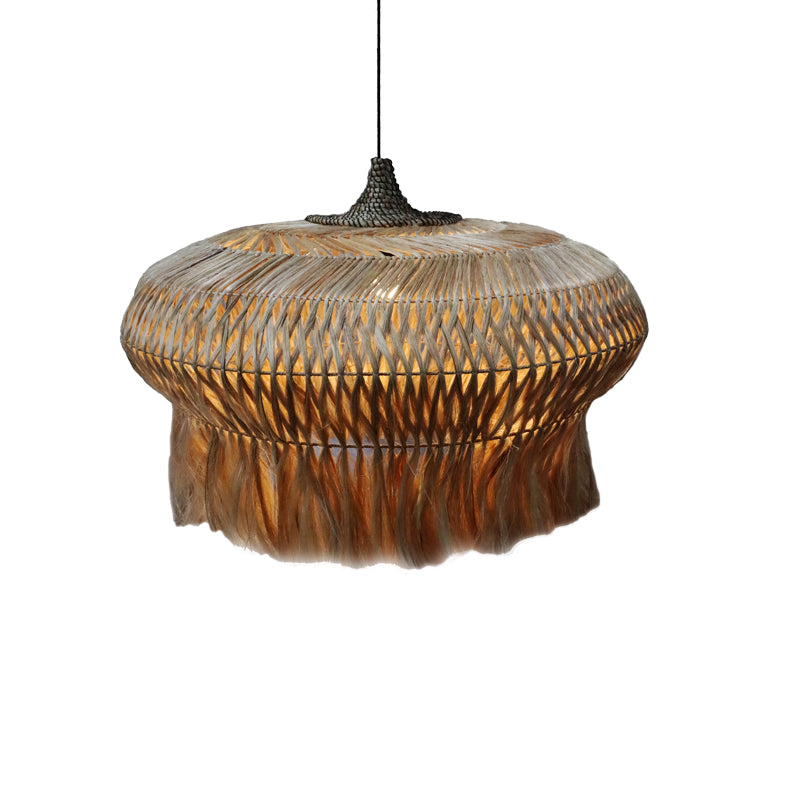 Ceiling lamp Pozarne Inart abaca wood in natural color D90x55cm