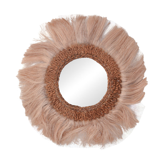 Fraklone Inart abaca mirror in natural color D50x4cm