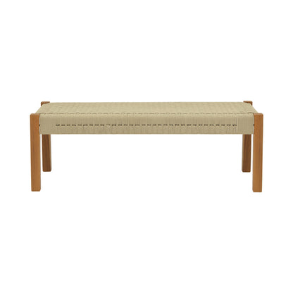 Bench Uma pakoworld teak wood and rope in natural shade 120x45x40cm