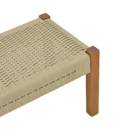 Bench Uma pakoworld teak wood and rope in natural shade 120x45x40cm