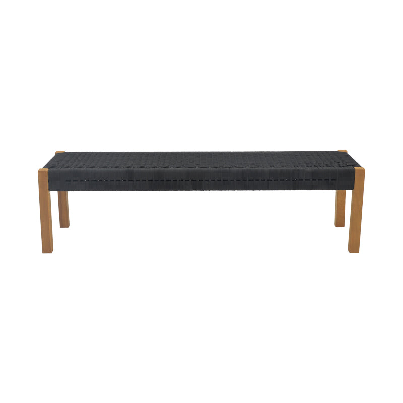 Bench Uma pakoworld teak wood and rope in black shade 120x45x40cm