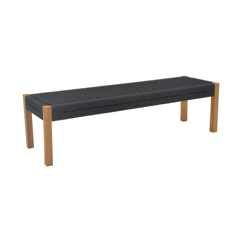 Bench Uma pakoworld teak wood and rope in black shade 120x45x40cm