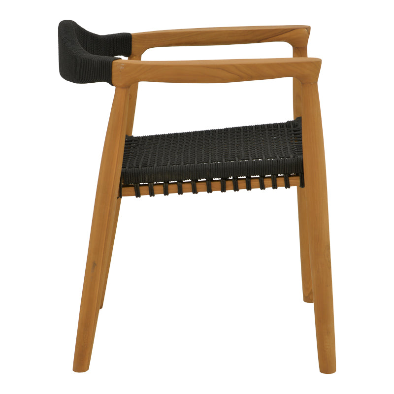 Armchair Ganny pakoworld teak wood and rope in black shade 59x56x71cm