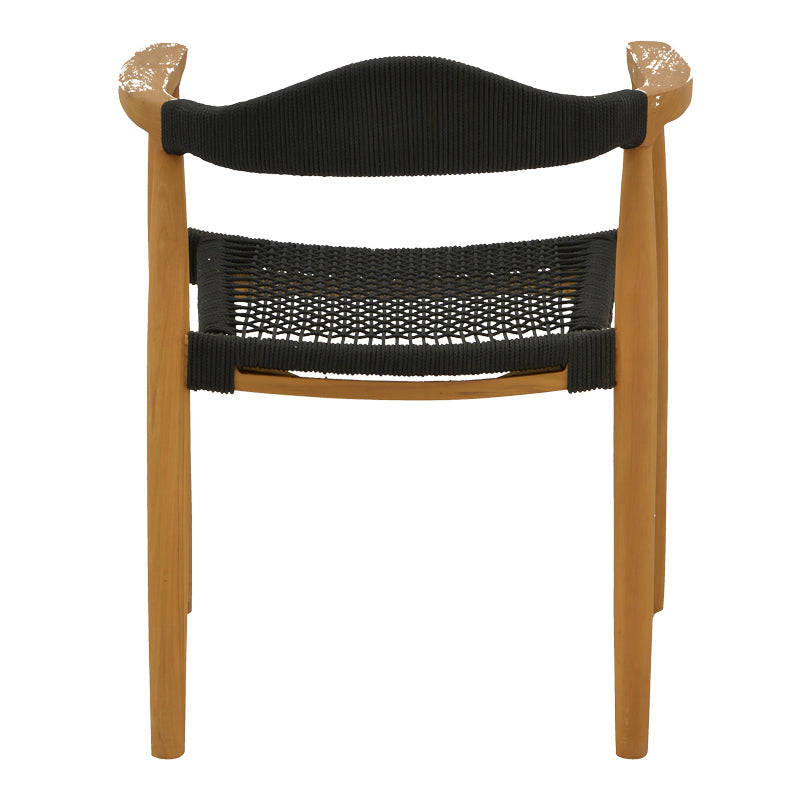 Armchair Ganny pakoworld teak wood and rope in black shade 59x56x71cm