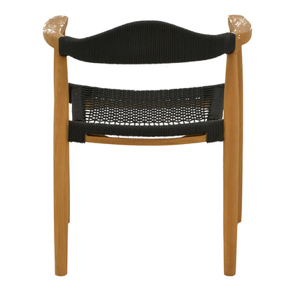 Armchair Ganny pakoworld teak wood and rope in black shade 59x56x71cm