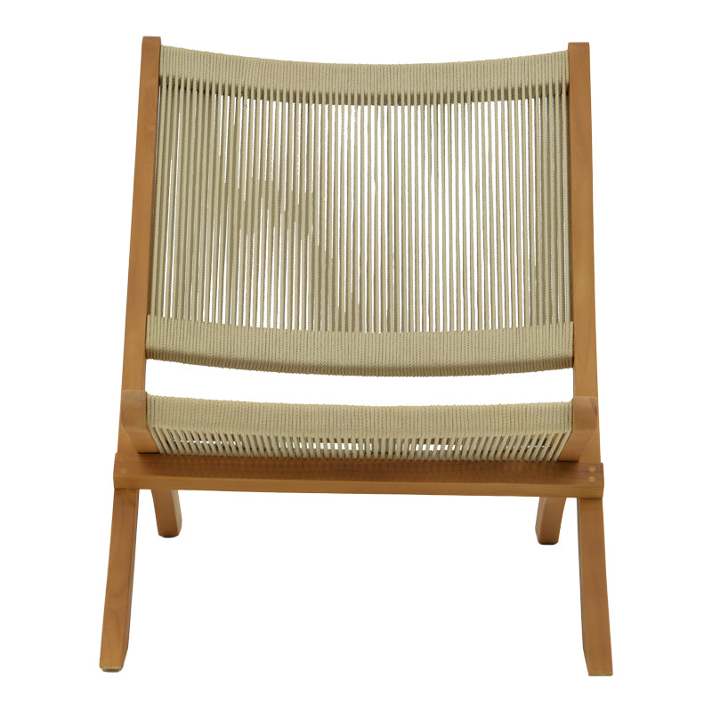 Foldable Chair Seeal pakoworld teak wood and rope in natural shade 61x76x72cm